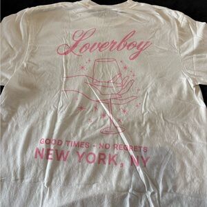 Loverboy NEW Never Worn Unisex Pink White Shirt